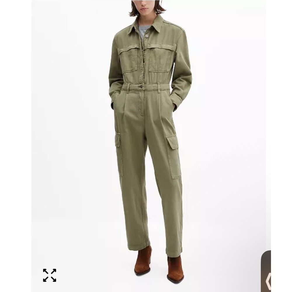 MANGO Women's Denim Cargo‎ Jumpsuit XL